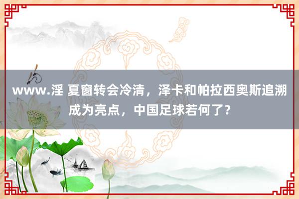 www.淫 夏窗转会冷清，泽卡和帕拉西奥斯追溯成为亮点，中国足球若何了？