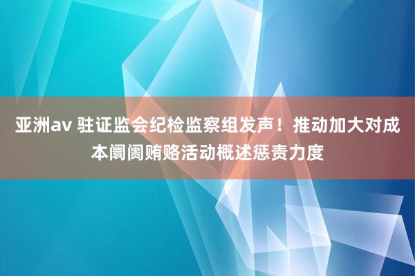 亚洲av 驻证监会纪检监察组发声！推动加大对成本阛阓贿赂活动概述惩责力度