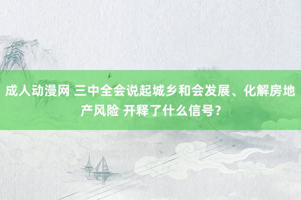 成人动漫网 三中全会说起城乡和会发展、化解房地产风险 开释了什么信号？