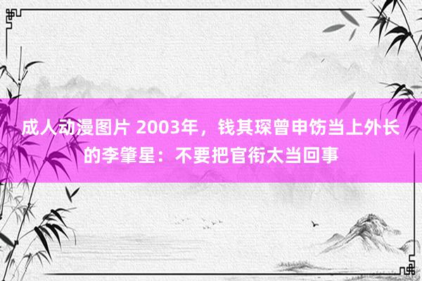 成人动漫图片 2003年，钱其琛曾申饬当上外长的李肇星：不要把官衔太当回事