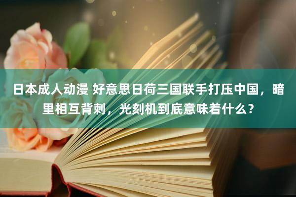 日本成人动漫 好意思日荷三国联手打压中国，暗里相互背刺，光刻机到底意味着什么？