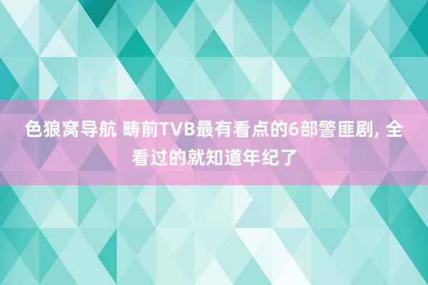 色狼窝导航 畴前TVB最有看点的6部警匪剧, 全看过的就知道年纪了