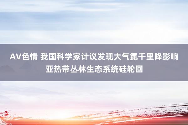 AV色情 我国科学家计议发现大气氮千里降影响亚热带丛林生态系统硅轮回