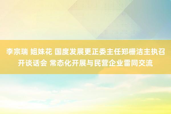 李宗瑞 姐妹花 国度发展更正委主任郑栅洁主执召开谈话会 常态化开展与民营企业雷同交流